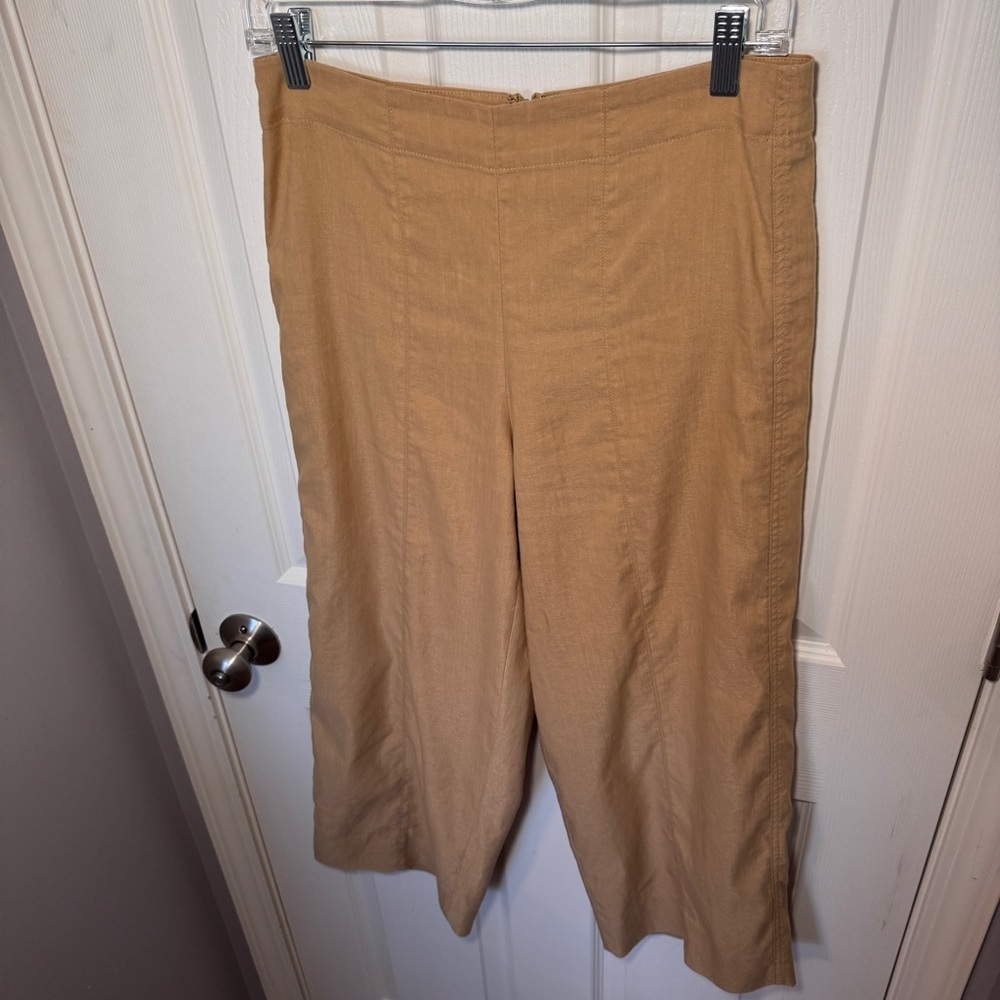 Vince Camel Linen Blend Cropped Wide Leg Pants - Picture 5 of 15